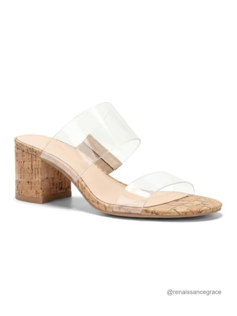 Women's Clear Heeled Sandals Transparent Block Heel Mules Open Toe Slip On